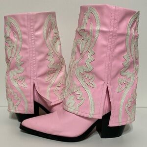 Pink Western Ankle Boots